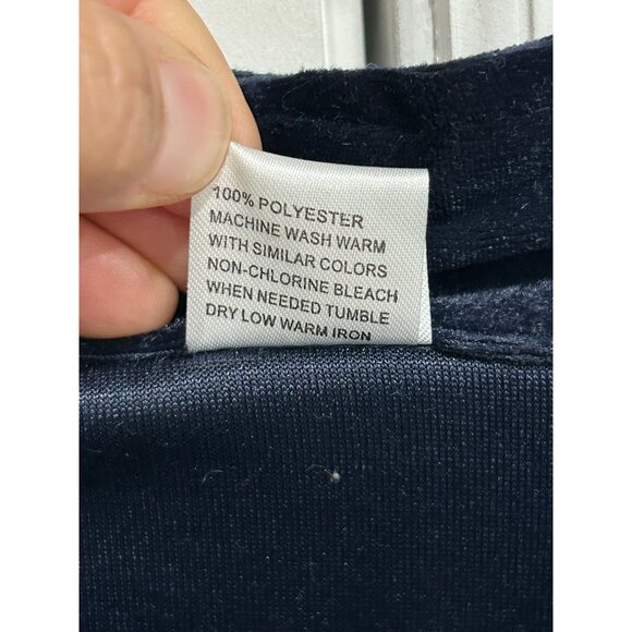 Vintage Navy Blue Velvet Robe Quilted Detail Long Sleeves  Sz LP - Picture 6 of 9